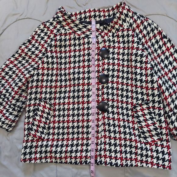 Cato Retro Houndstooth Print 3/4 Sleeved Cropped Jacket - Picture 13 of 13